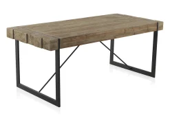 Mesa tablero de fibras de densidad media chapado en abeto y patas de metal 200x90