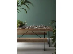 Mesa tablero de fibras de densidad media chapado en abeto y patas de metal 200x90