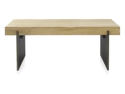 Mesa tablero fibras densidad media chapado en abeto y pies lacados color metal 200x94
