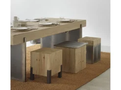 Mesa tablero fibras densidad media chapado en abeto y pies lacados color metal 200x94