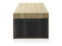 Mesa tablero fibras densidad media chapado en abeto y pies lacados color metal 200x94