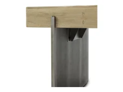 Mesa tablero fibras densidad media chapado en abeto y pies lacados color metal 200x94