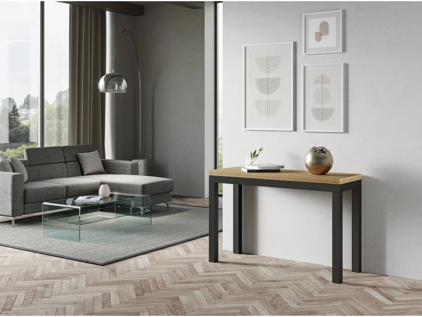 Mesa tipo libro 120x45/90 cm Everyday Double Roble Natural estructura Antracita