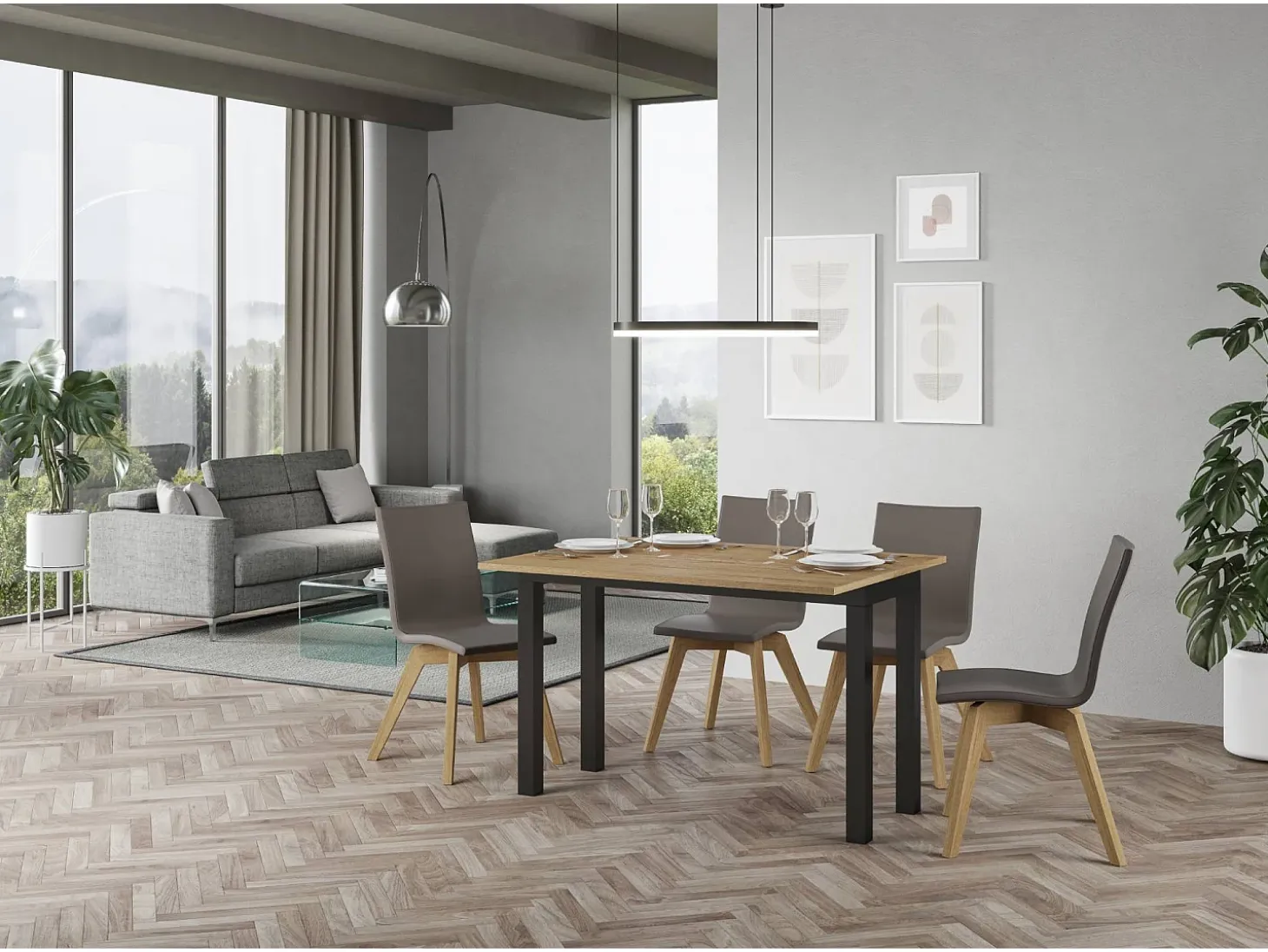 Mesa tipo libro 120x45/90 cm Everyday Double Roble Natural estructura Antracita
