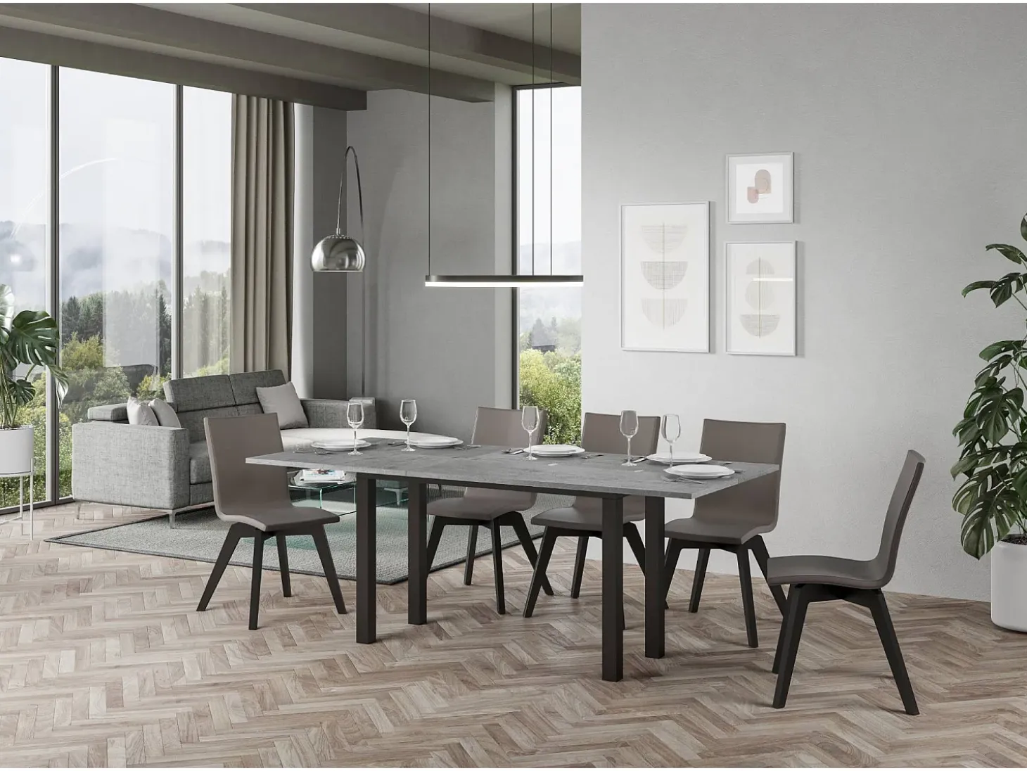 Mesa tipo libro 120/200x45/90 cm Everyday Double Cemento estructura Antracita