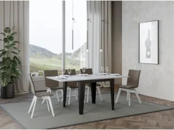 Mesa tipo libro 90x90/180 cm Flame Libra Fresno Blanco estructura Antracita