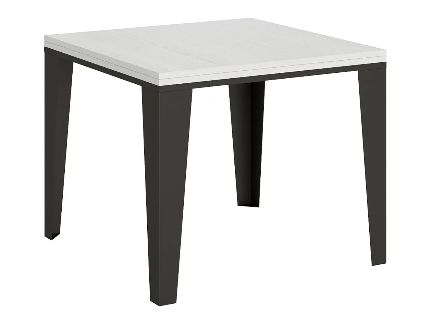 Mesa tipo libro 90x90/180 cm Flame Libra Fresno Blanco estructura Antracita