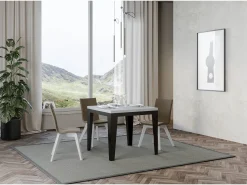 Mesa tipo libro 90x90/180 cm Flame Libra Fresno Blanco estructura Antracita