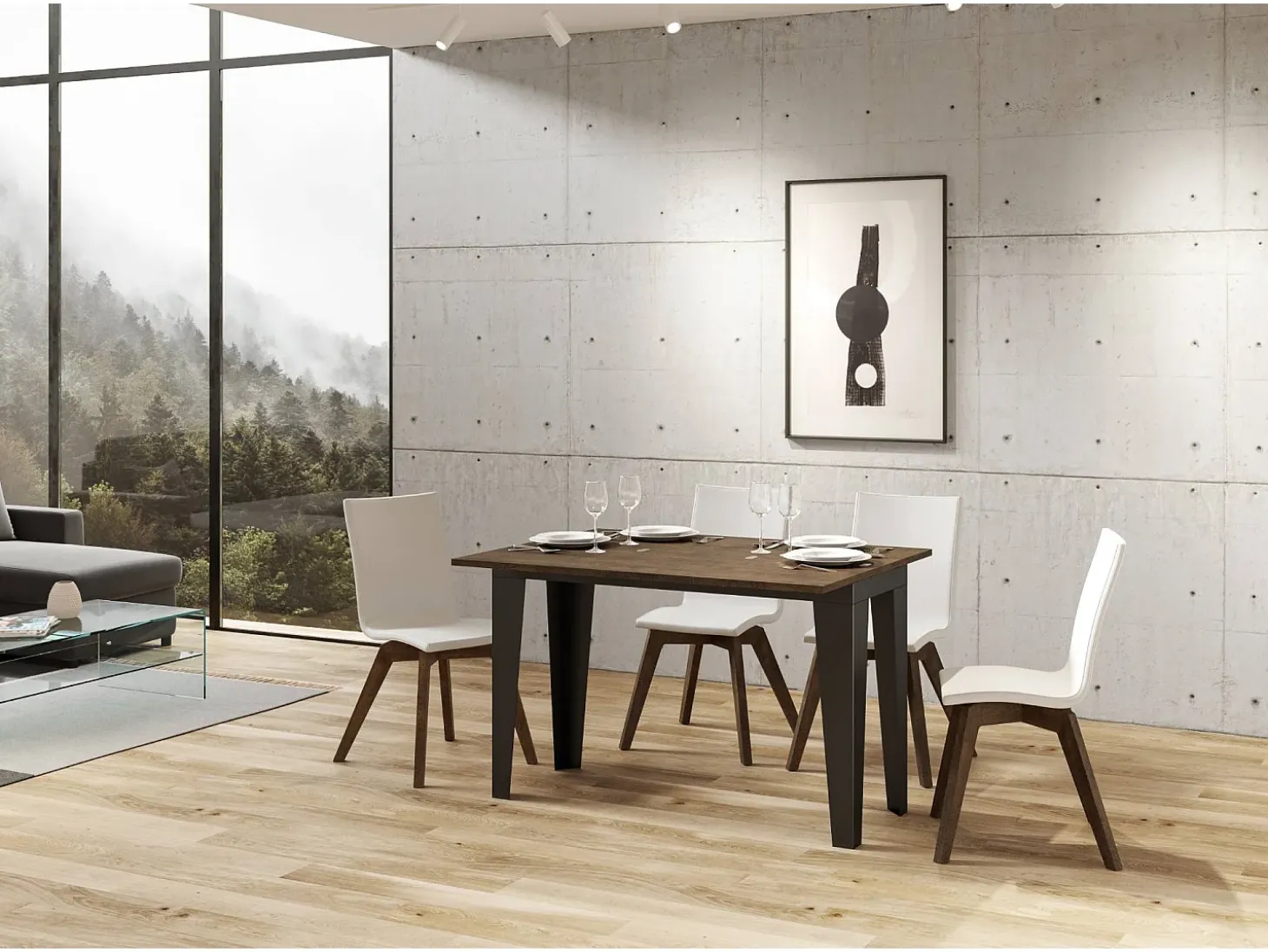 Mesa tipo libro 120/200x45/90 cm Flame Double Nogal estructura Antracita