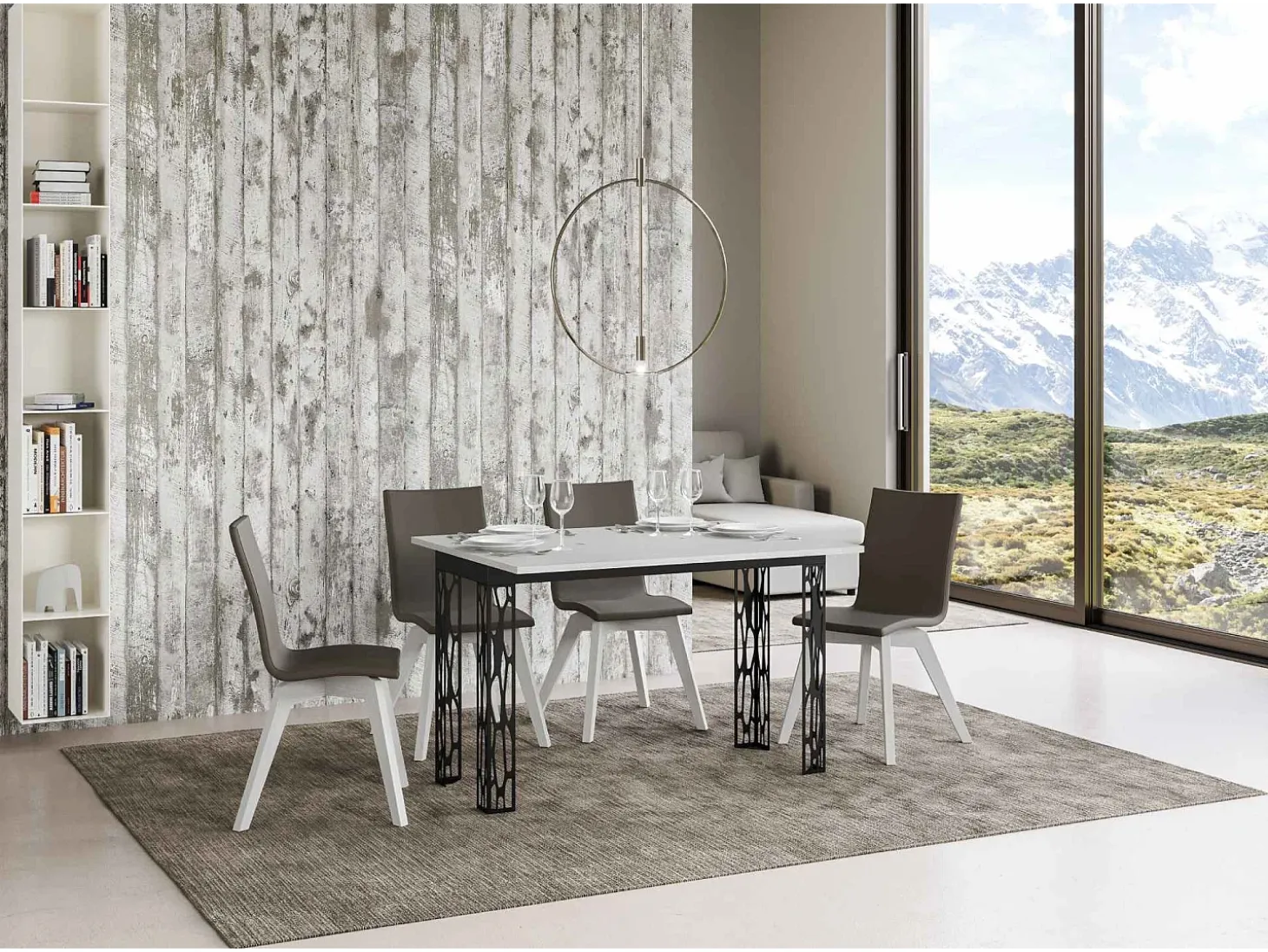 Mesa tipo libro 120x45/90 cm Ghibli Double Fresno Blanco estructura Antracita