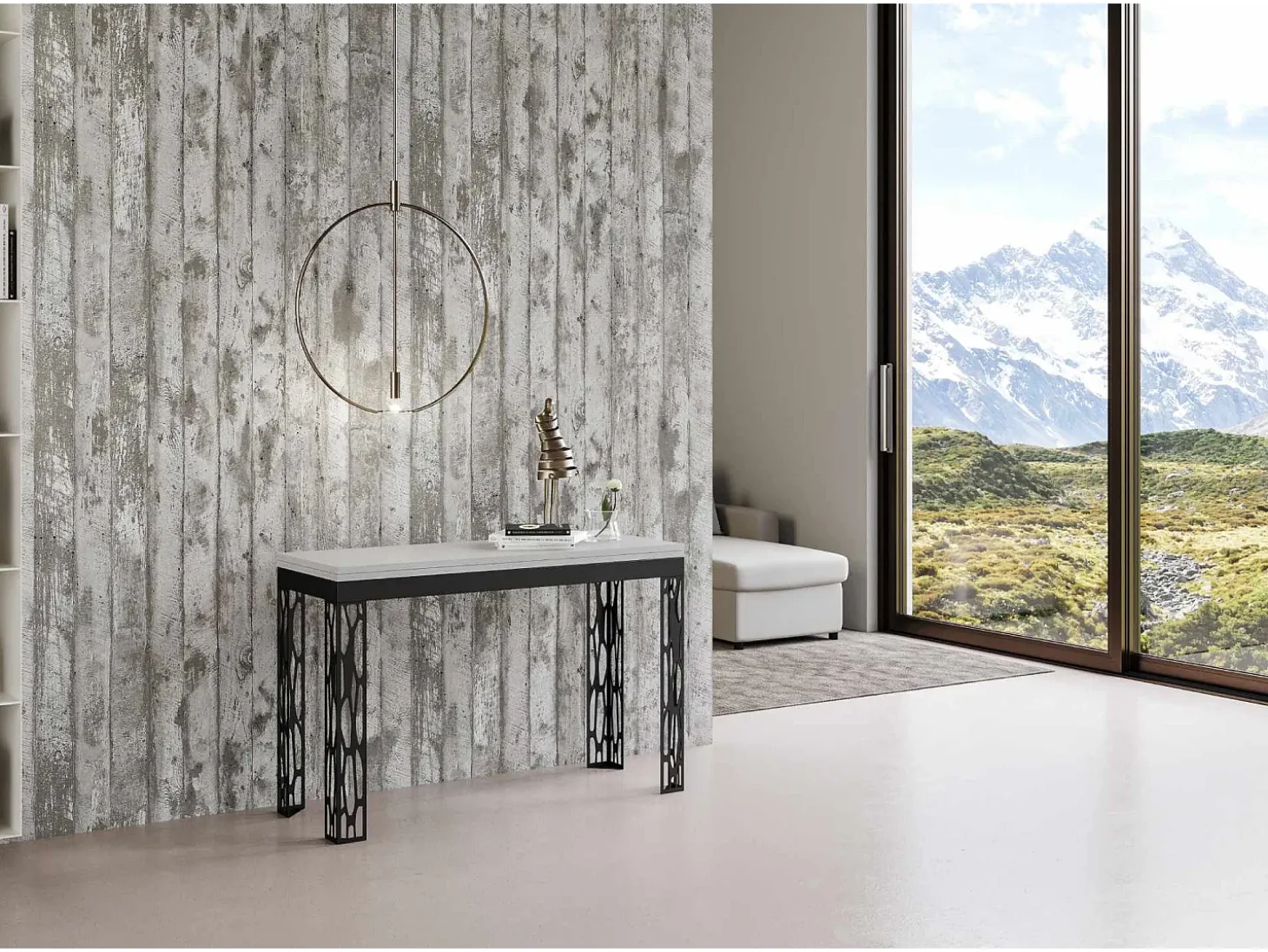 Mesa tipo libro 120x45/90 cm Ghibli Double Fresno Blanco estructura Antracita
