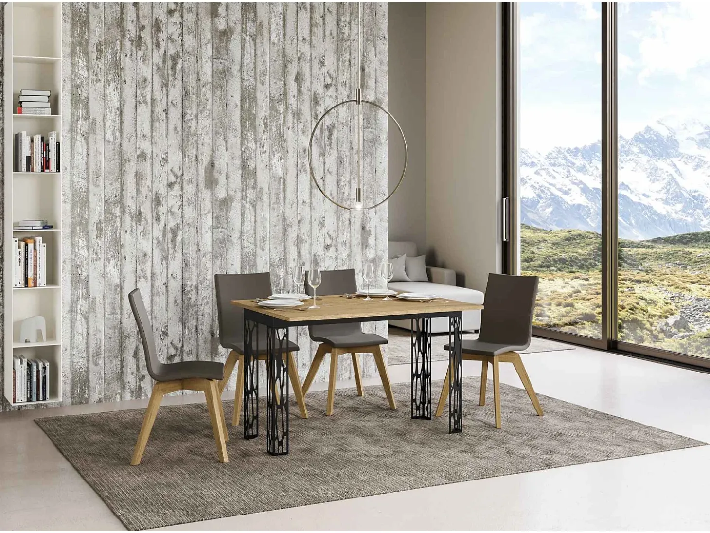 Mesa tipo libro 120/200x45/90 cm Ghibli Double Roble Natural estructura Antracita