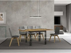 Mesa tipo libro 90x90/180 cm Ghibli Libra Roble Natural estructura Antracita