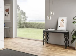 Mesa tipo libro 120/200x45/90 cm Karamay Double Cemento estructura Antracita
