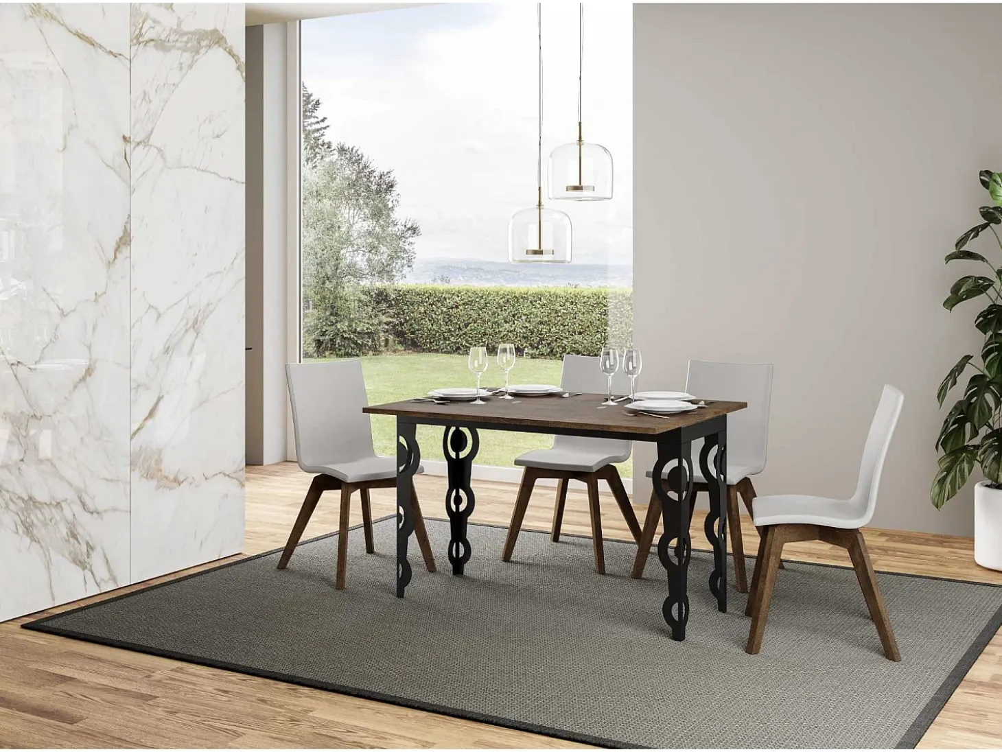 Mesa tipo libro 120x45/90 cm Karamay Double Nogal estructura Antracita