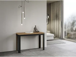 Mesa tipo libro 120x45/90 cm Linea Double Roble Natural estructura Antracita