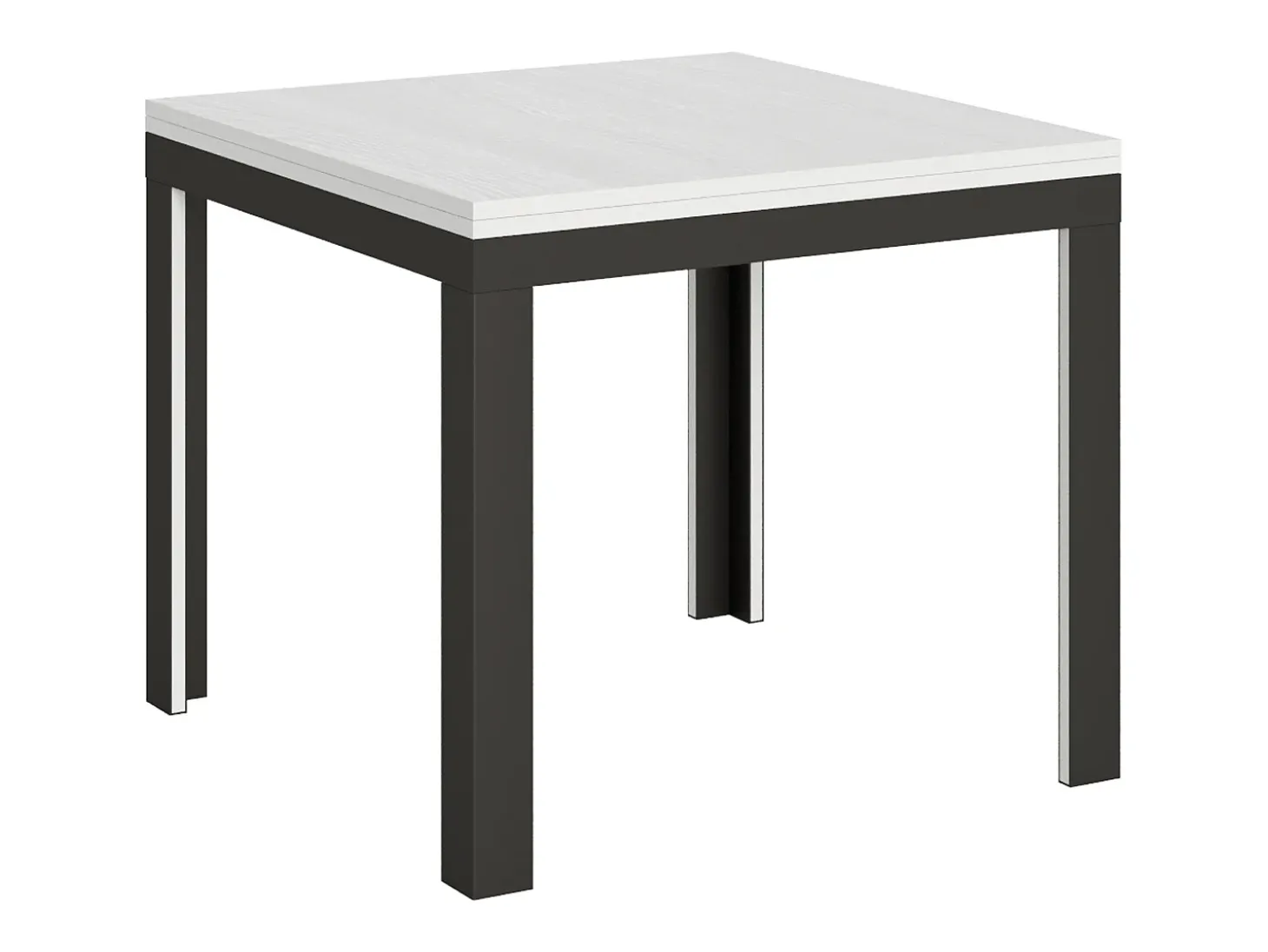 Mesa tipo libro 90x90/180 cm Linea Libra Fresno Blanco estructura Antracita