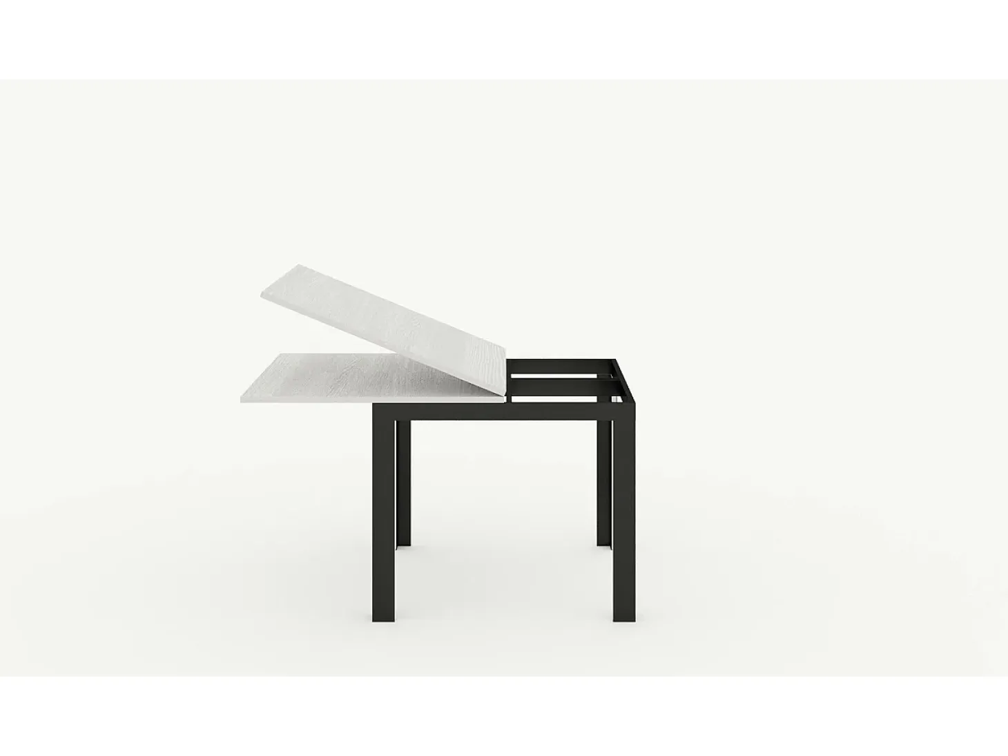 Mesa tipo libro 90x90/180 cm Linea Libra Cemento estructura Antracita