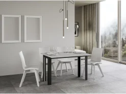 Mesa tipo libro 120/200x45/90 cm Linea Double Fresno Blanco estructura Antracita
