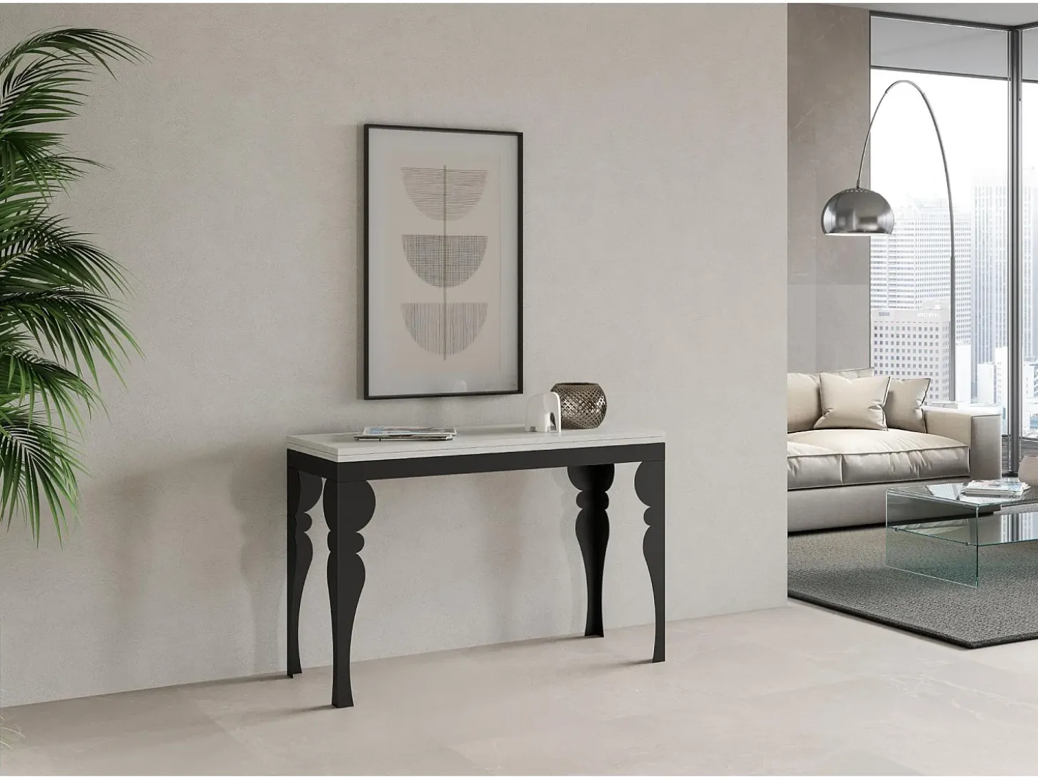 Mesa tipo libro 120x45/90 cm Paxon Double Fresno Blanco estructura Antracita