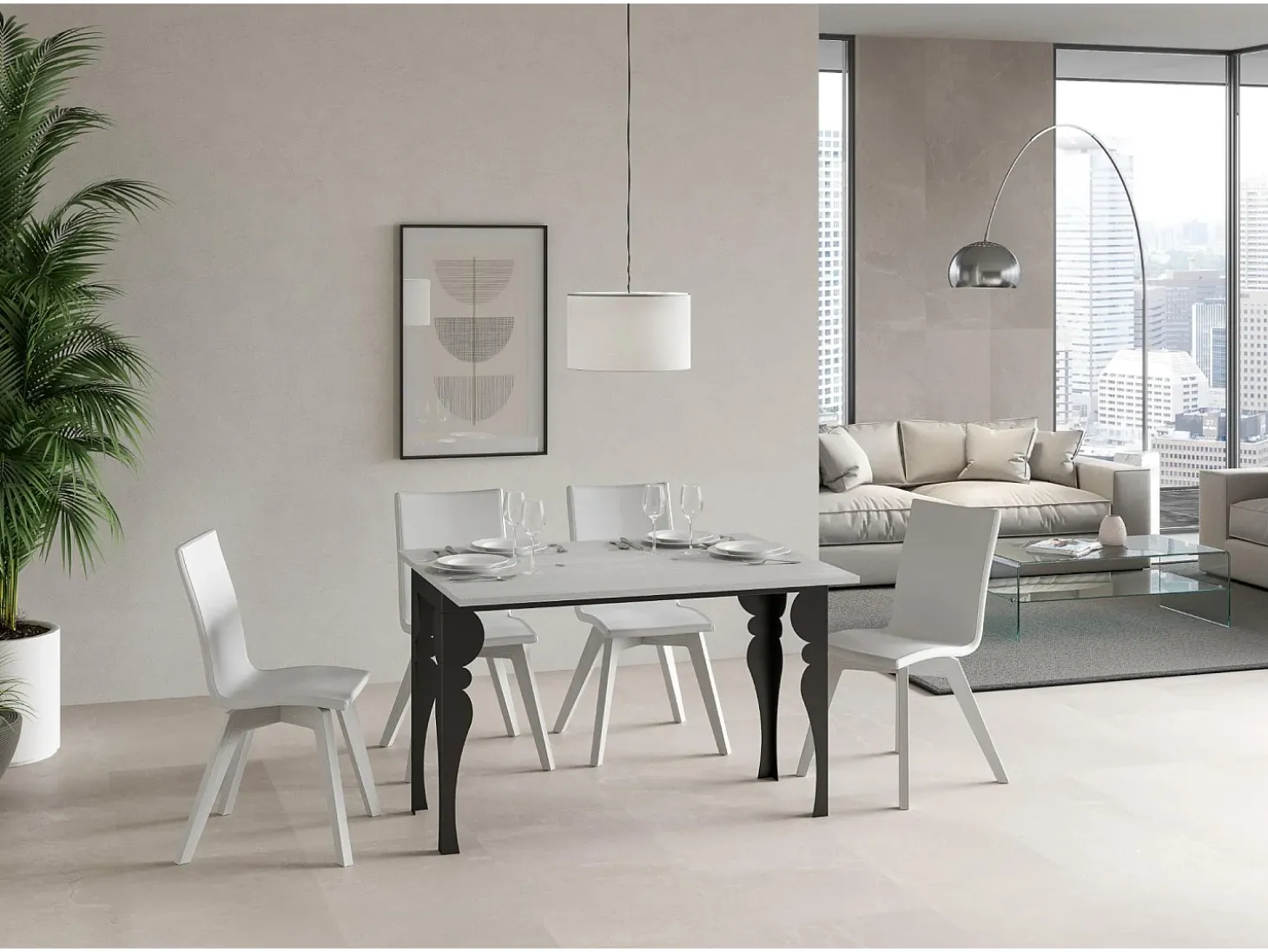 Mesa tipo libro 120x45/90 cm Paxon Double Fresno Blanco estructura Antracita