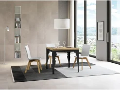 Mesa tipo libro 90x90/180 cm Paxon Libra Roble Natural estructura Antracita