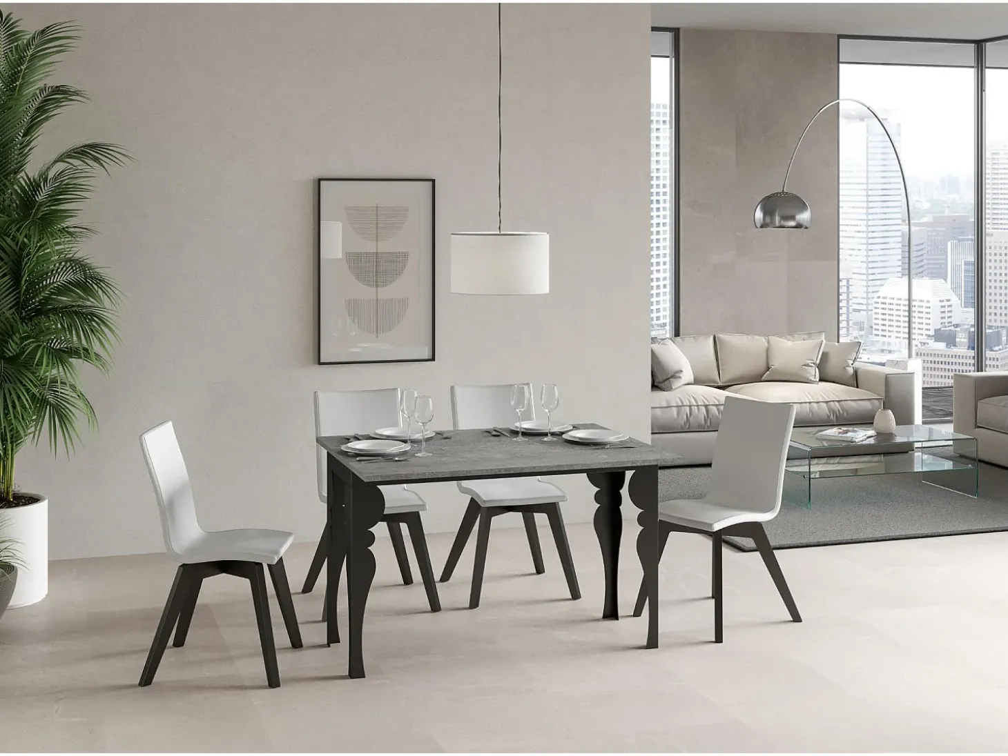Mesa tipo libro 120x45/90 cm Paxon Double Cemento estructura Antracita