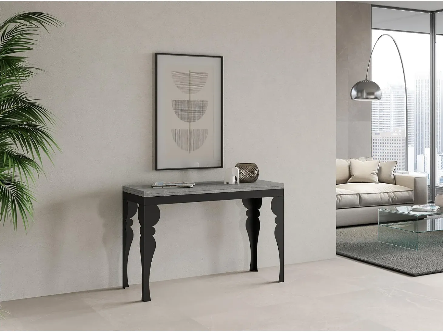 Mesa tipo libro 120x45/90 cm Paxon Double Cemento estructura Antracita