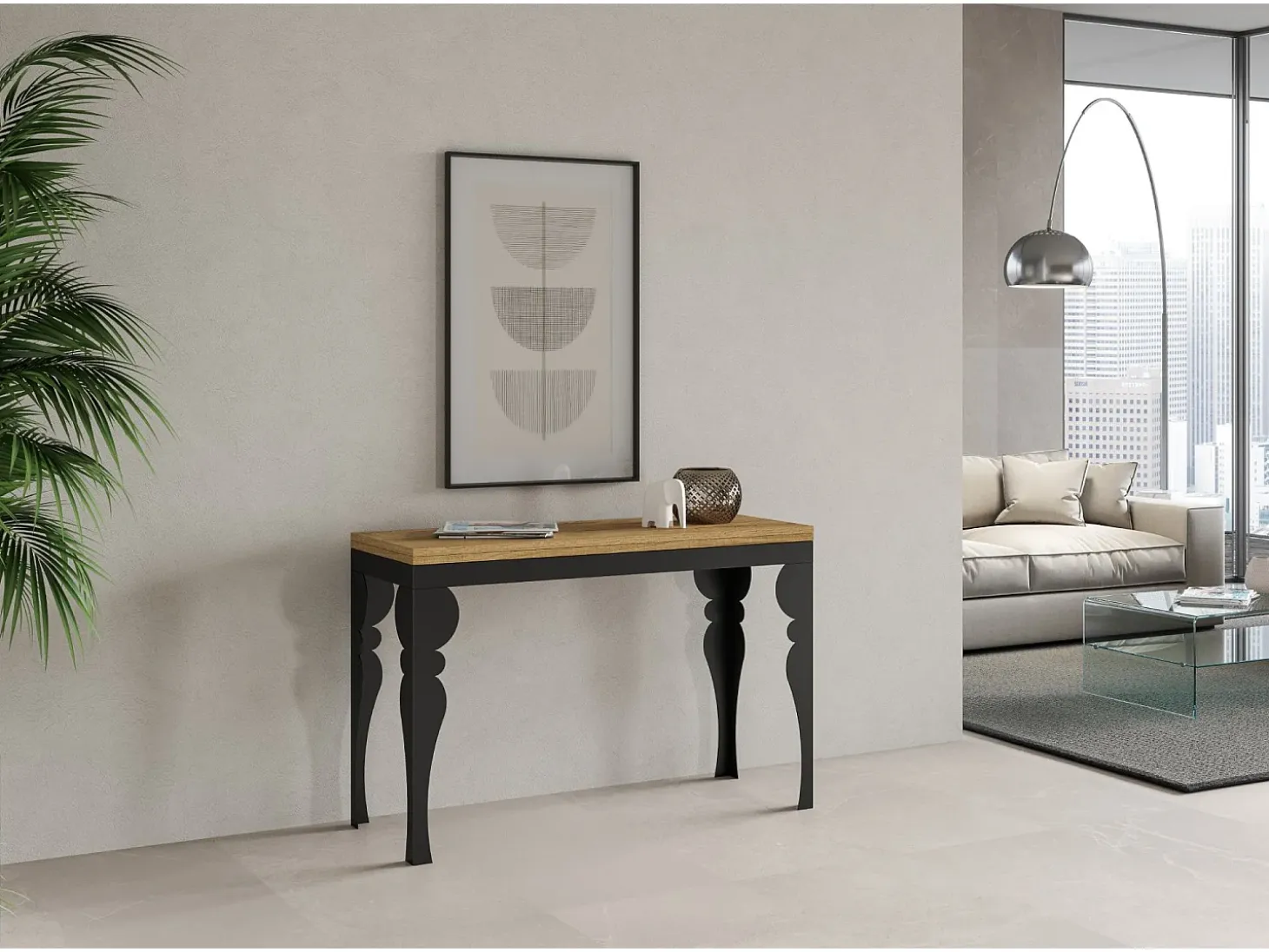 Mesa tipo libro 120x45/90 cm Paxon Double Roble Natural estructura Antracita
