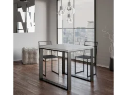 Mesa tipo libro 90x90/180 cm Tecno Libra Fresno Blanco estructura Antracita