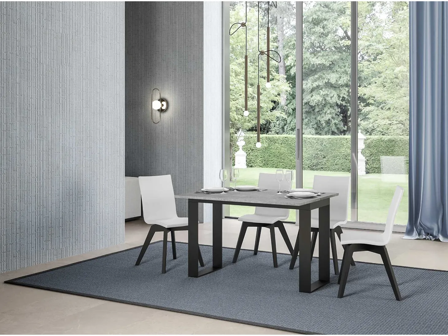 Mesa tipo libro 120x45/90 cm Tecno Double Cemento estructura Antracita