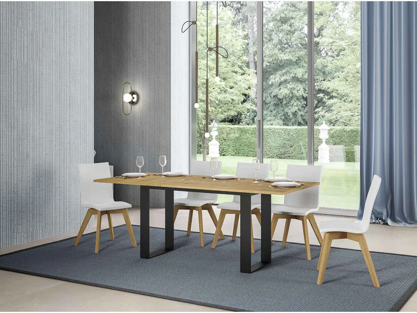 Mesa tipo libro 120/200x45/90 cm Tecno Double Roble Natural estructura Antracita