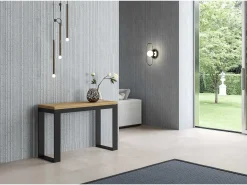 Mesa tipo libro 120/200x45/90 cm Tecno Double Roble Natural estructura Antracita