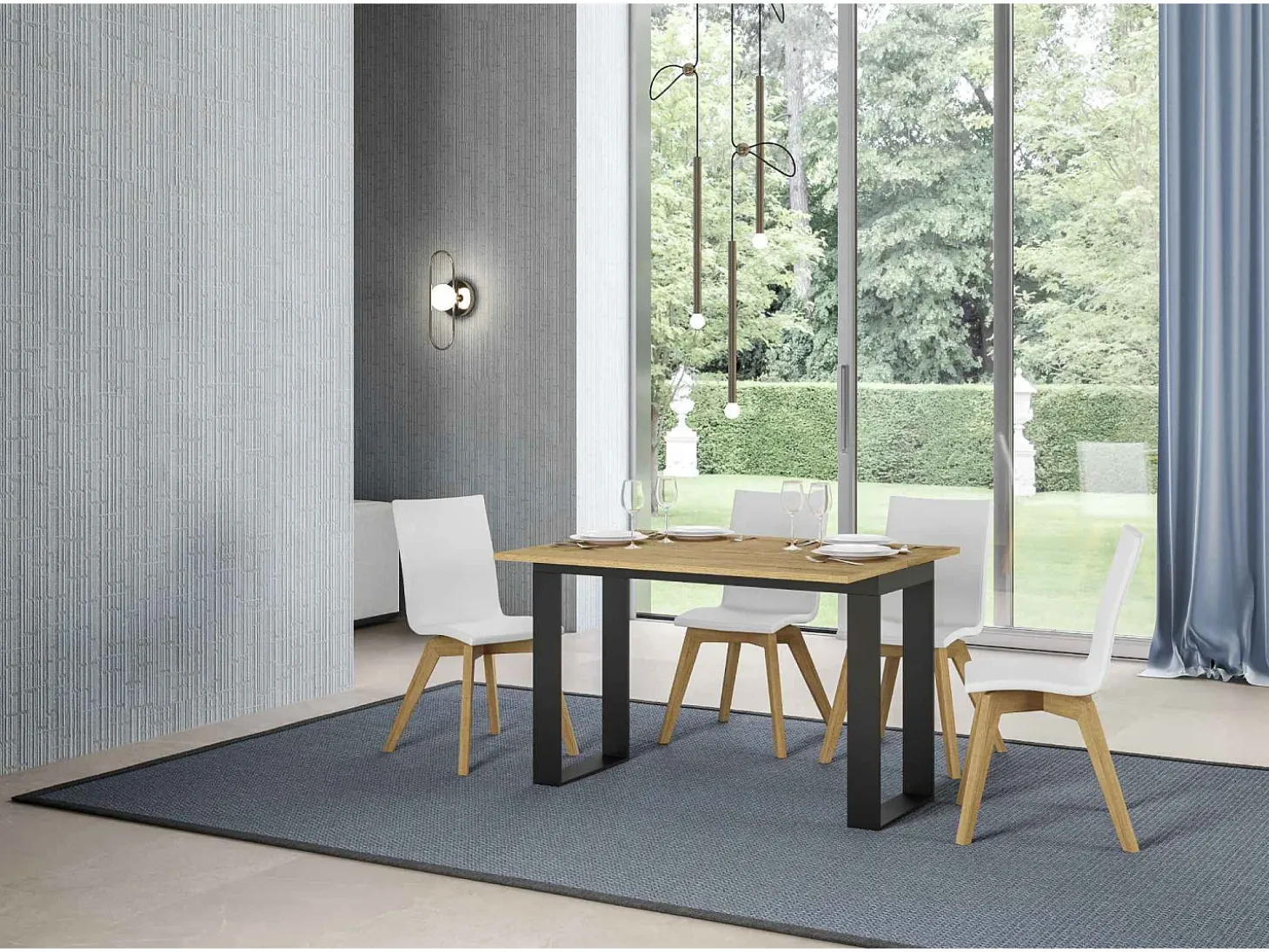 Mesa tipo libro 120/200x45/90 cm Tecno Double Roble Natural estructura Antracita