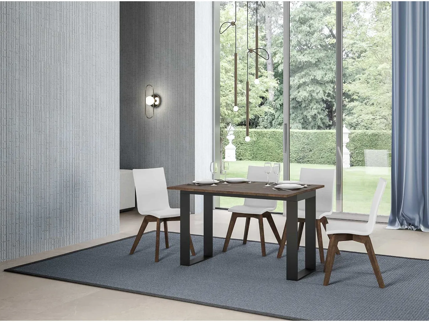 Mesa tipo libro 120x45/90 cm Tecno Double Nogal estructura Antracita