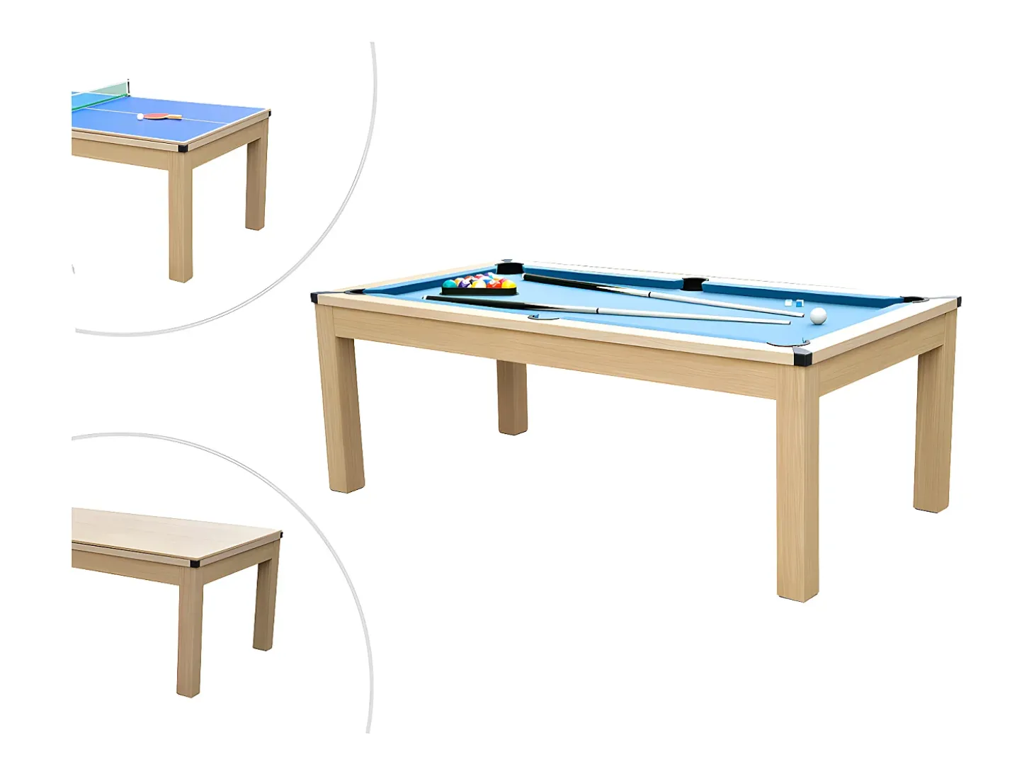 Mesa transformable en billar y ping-pong BALTHAZAR - Azul