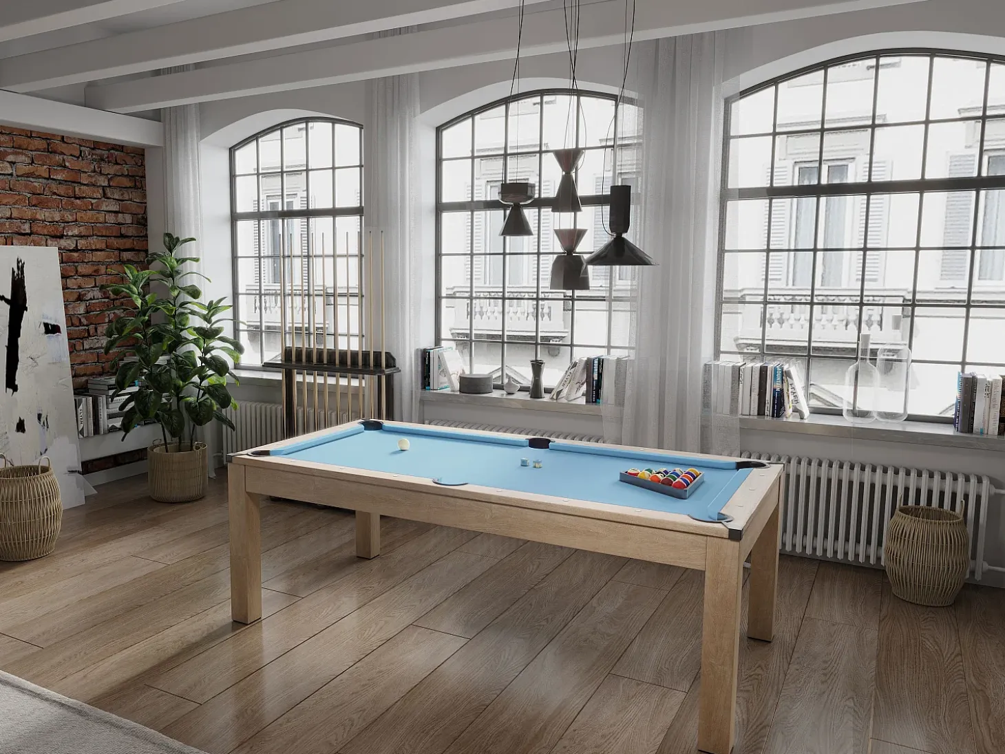 Mesa transformable en billar y ping-pong BALTHAZAR - Azul