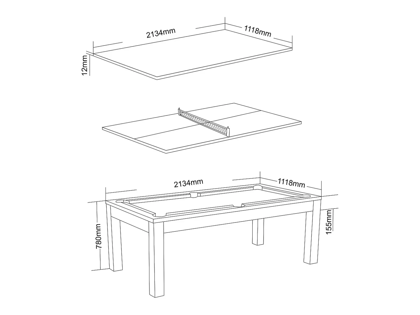 Mesa transformable en billar y ping-pong BALTHAZAR - Azul