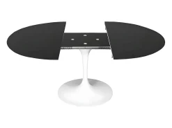 Mesa tulipán oval extensible 160/220 cm negro mate-Color de la bandeja Negro mate-Anchura 170/230 cm-Color de los pies Blanco brillante