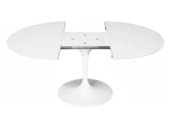 Mesa tulipán oval extensible 160/220 cm negro mate-Color de la bandeja Blanco mate-Anchura 160/220 cm-Color de los pies Blanco brillante