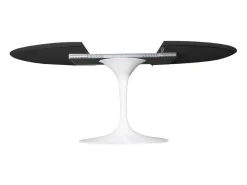 Mesa tulipán oval extensible 160/220 cm negro mate-Color de la bandeja Negro mate-Anchura 160/220 cm-Color de los pies Blanco brillante
