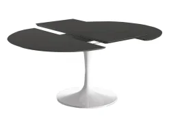 Mesa tulipán oval extensible 160/220 cm negro mate-Color de la bandeja Negro mate-Anchura 160/220 cm-Color de los pies Blanco brillante