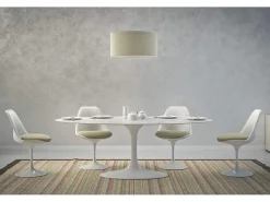 Mesa tulipán ovalada negro mate con base negro mate 225 cm-Color de la bandeja Negro mate-Anchura 180 cm-Color de los pies Negro mate