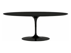 Mesa tulipán ovalada negro mate con base negro mate 225 cm-Color de la bandeja Negro mate-Anchura 220 cm-Color de los pies Negro mate
