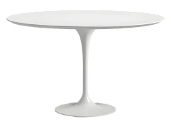 Mesa tulipán redonda 140 cm blanco mate-Color de la bandeja Blanco mate-Diámetro 180 cm-Color de los pies Blanco brillante