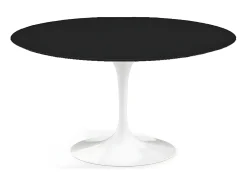 Mesa tulipán redonda 140 cm blanco mate-Color de la bandeja Negro mate-Diámetro 120 cm-Color de los pies Negro mate