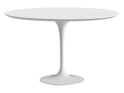 Mesa tulipán redonda 140 cm blanco mate-Color de la bandeja Blanco mate-Diámetro 160 cm-Color de los pies Blanco brillante