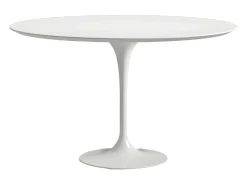 Mesa tulipán redonda 140 cm blanco mate-Color de la bandeja Negro mate-Diámetro 150 cm-Color de los pies Blanco brillante