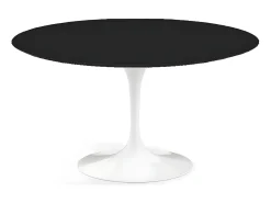 Mesa tulipán redonda 140 cm blanco mate-Color de la bandeja Negro mate-Diámetro 150 cm-Color de los pies Blanco brillante