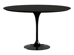 Mesa tulipán redonda 140 cm blanco mate-Color de la bandeja Negro mate-Diámetro 150 cm-Color de los pies Negro mate